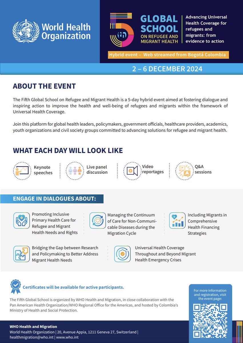 Gabriel Fabreau MD, MPH, FRCPC (@gabefabreau) on Twitter photo Join us REGISTRATION IS NOW OPEN for the 5th Annual Global School on Refugee & Migrant Health hosted by the <a href="/WHO/">World Health Organization (WHO)</a> & <a href="/pahowho/">PAHO/WHO</a>
Free online course for all #healthcare, settlement, #humanitarian & policy sectors from Dec 2-6, 2024
Link: redirect.rh2c.org/global_school_…
#healthequity Join us REGISTRATION IS NOW OPEN for the 5th Annual Global School on Refugee & Migrant Health hosted by the <a href="/WHO/">World Health Organization (WHO)</a> & <a href="/pahowho/">PAHO/WHO</a>
Free online course for all #healthcare, settlement, #humanitarian & policy sectors from Dec 2-6, 2024
Link: redirect.rh2c.org/global_school_…
#healthequity