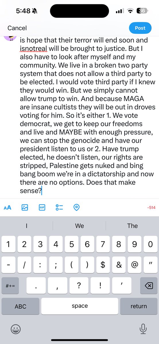 Thebestbee4's tweet photo. @LoadsOfJazzy @skyisgreen00 Ofc I feel terrible for Palestine, all I can do is hope that their terror will end soon and isnotreal will be brought to justice. But I also have to look after myself and my community. We live in a broken two party system that does not allow a third party to be elected. https://t.co/vtsoZft8Go