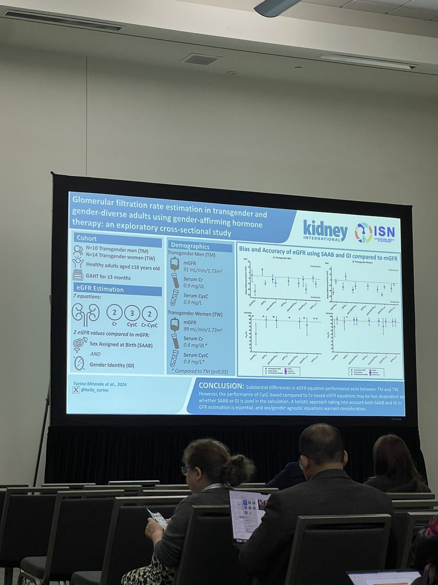 So exciting to see this work presented at <a href="/ASNKidney/">American Society of Nephrology</a> by none other than @SofiaAhmedMD!! Such a great experience to witness this full circle moment. Also lovely to see that there is much interest from nephrologists to engage in equitable kidney care for transgender persons 🏳️‍⚧️