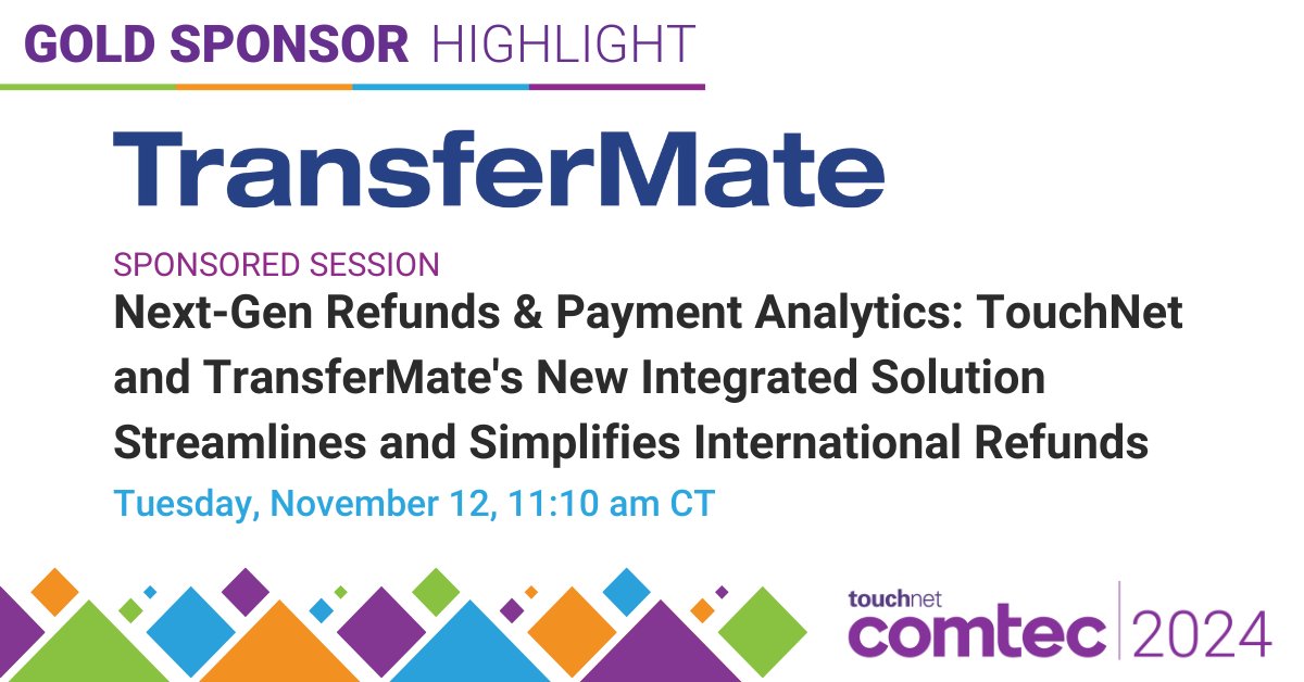 TouchNet (@touchnet) on Twitter photo Integrated refunds for international payments? Yes, please!
At #COMTEC2024, <a href="/TransferMate/">TransferMate</a> showcases their integrated solution with TouchNet that supports international student payments and refunds in one platform.
Register here: bit.ly/3BZGsaM Integrated refunds for international payments? Yes, please!
At #COMTEC2024, <a href="/TransferMate/">TransferMate</a> showcases their integrated solution with TouchNet that supports international student payments and refunds in one platform.
Register here: bit.ly/3BZGsaM