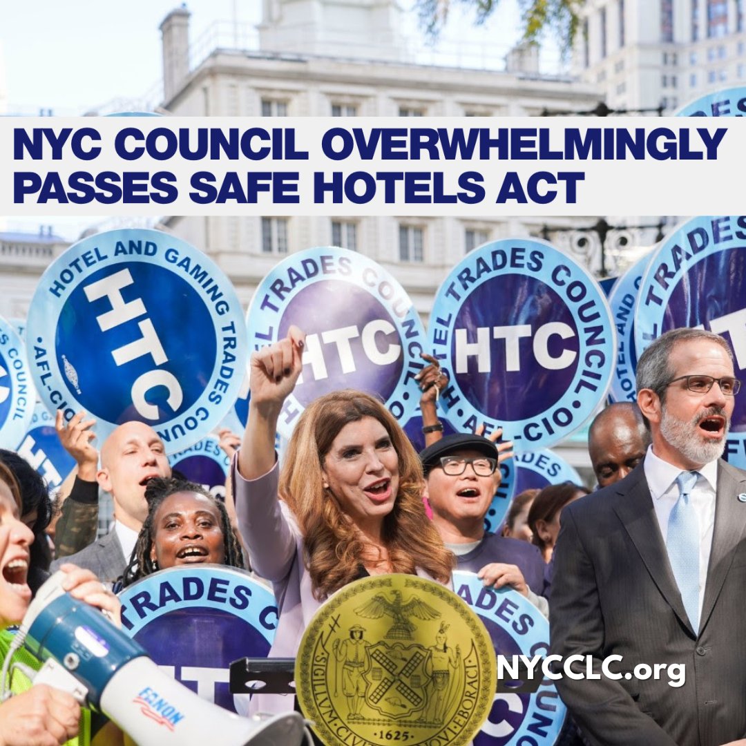 CentralLaborNYC's tweet image. On Weds, the @NYCCouncil overwhelmingly passed the #SafeHotels Act by a vote of 45-4. This crucial bill, introduced by Councilmember @JulieMenin, licenses hotels—bringing NYC in line with other cities to protect guests, workers &amp;amp; communities. nycclc.org/news/2024-10/n…