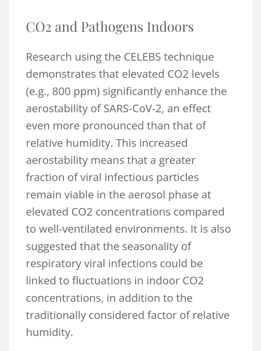 CleanAirClassrm's tweet photo. #CO2Levels #Pathogens
Reference to CELEBS @ukhadds
Elevated CO2 levels e.g 800 ppm
Significantly enhance
Aerostability of SARS-CoV-2
An effect even more pronounced than that of relative humidity.
https://t.co/UzYvbrpEtd https://t.co/neGmGt0ixL