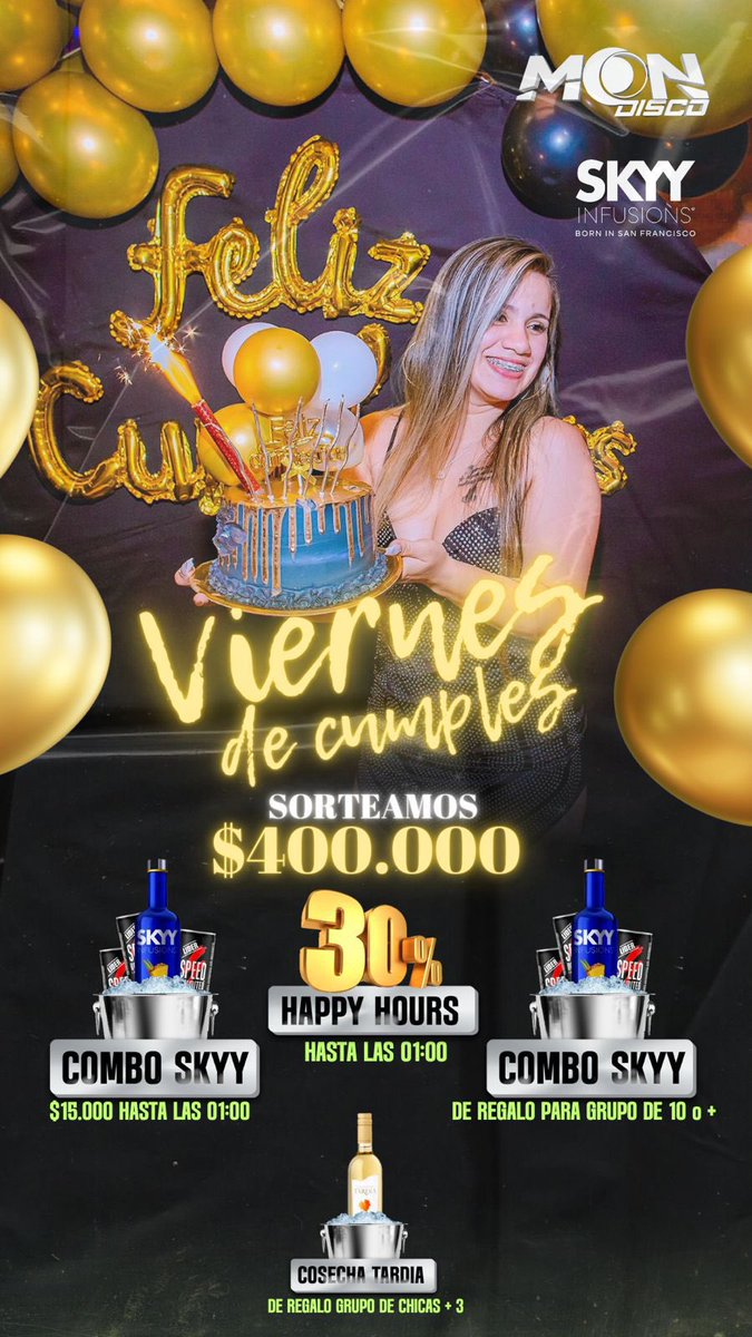 VIERNESSS MOON🎶
FESTEJAMOS LOS CUMPLES DE OCTUBRE🥳🎉

💥 S O R T E O💥

👉1 Vale de 120MIL 😳
👉 1 Vale de $60.000😍
👉 3 COMBOS SKYY
👉 2 COSECHAS 🥂
👉 2 BALDES CORONA 🍻

Dale...
🔁Rt
❤Fav
✅ @ a dos amgxs