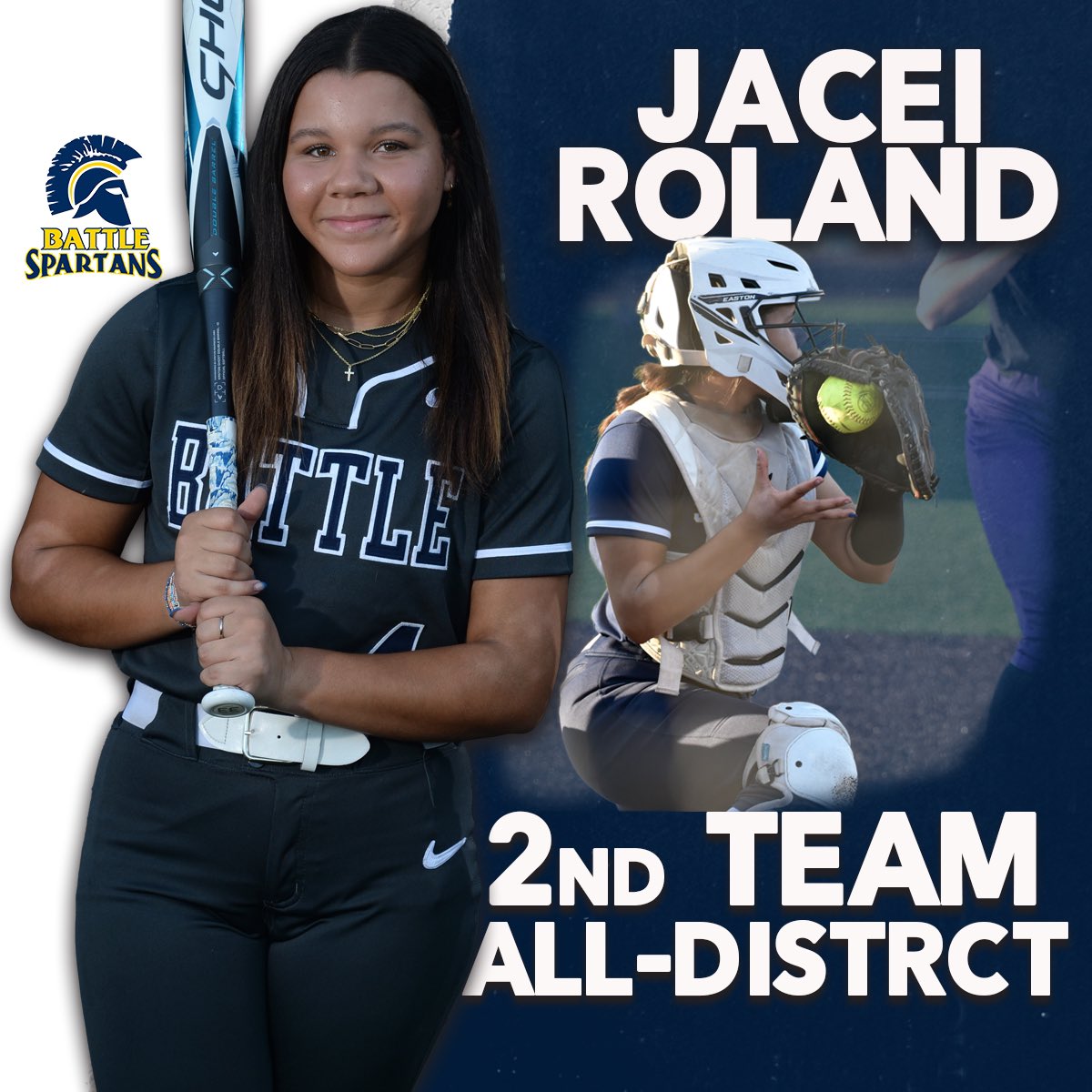 Big congratulations to Mia Holt on landing on the All-District 1st Team this fall. Jacei Roland and Finley Polacek received 2nd Team All-District honors! Congratulations to all 3 girls one earning this honor!! #SpartanPride <a href="/BattleAthletics/">Battle Athletics & Activities</a>