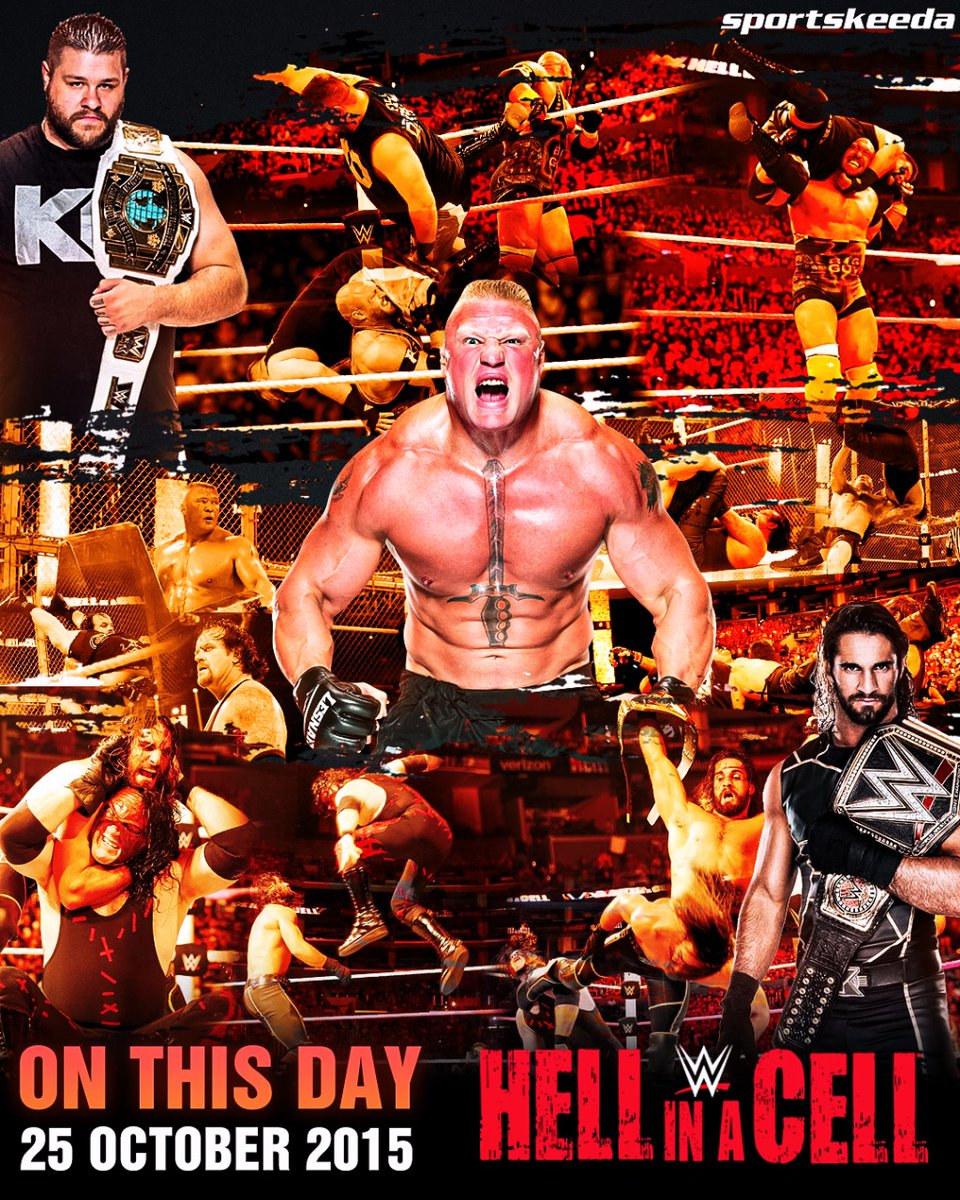 SKWrestling_'s tweet image. On this day, in 2015, #BrockLesnar &amp;amp; #TheUndertaker went to war inside Hell in a Cell. Brock Lesnar went on to win the match and The Undertaker was attacked by the #WyattFamily after the match.

#WWE