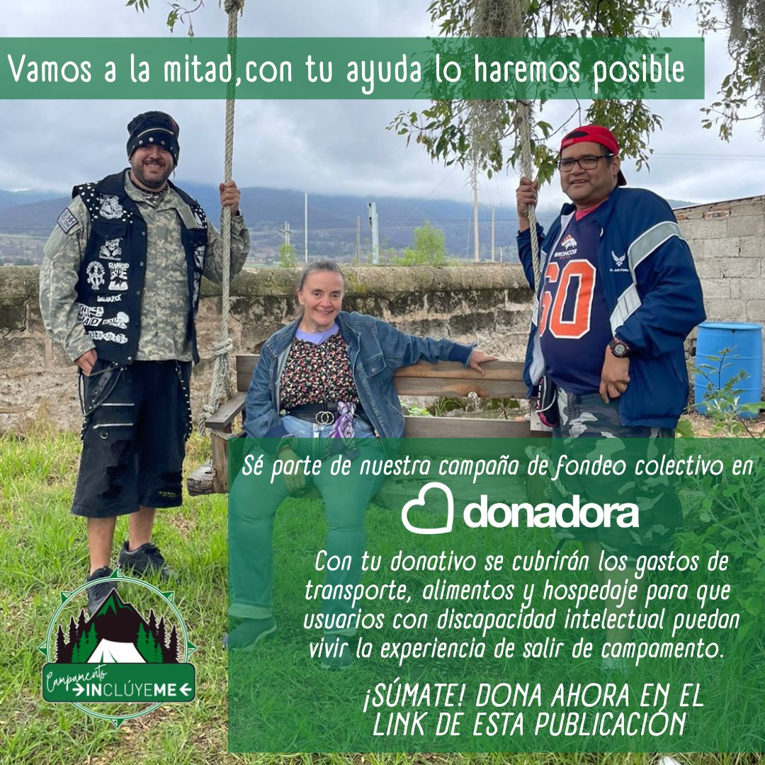 ¡Todavía estás a tiempo de sumarte a nuestra campaña en <a href="/DonadoraOrg/">Donadora</a>  ! 🙌 Con tu apoyo, personas con discapacidad intelectual podrán vivir un campamento inolvidable. 🌿✨ 

Tu donativo hará esto posible. ¡Dona ahora en el link y marca la diferencia! 👇💚

i.mtr.cool/cuhxrsqjgn