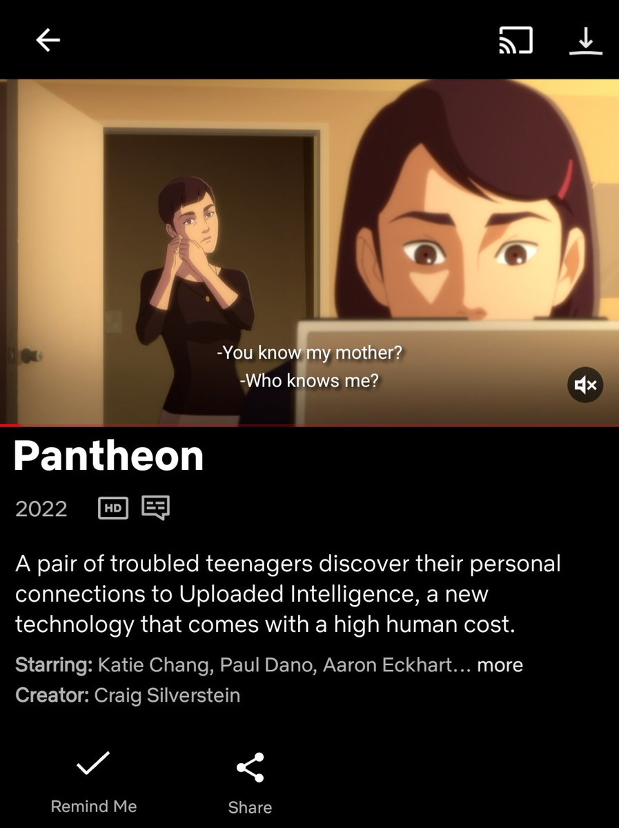 👀👀👀

PANTHEON is FINALLY coming to Netflix in Canada and the US. This was an absolute dream project to work on - a thoughtful and mature sci-fi drama driven by character.

PLEASE CHECK IT OUT ON NOV 22ND 🙏