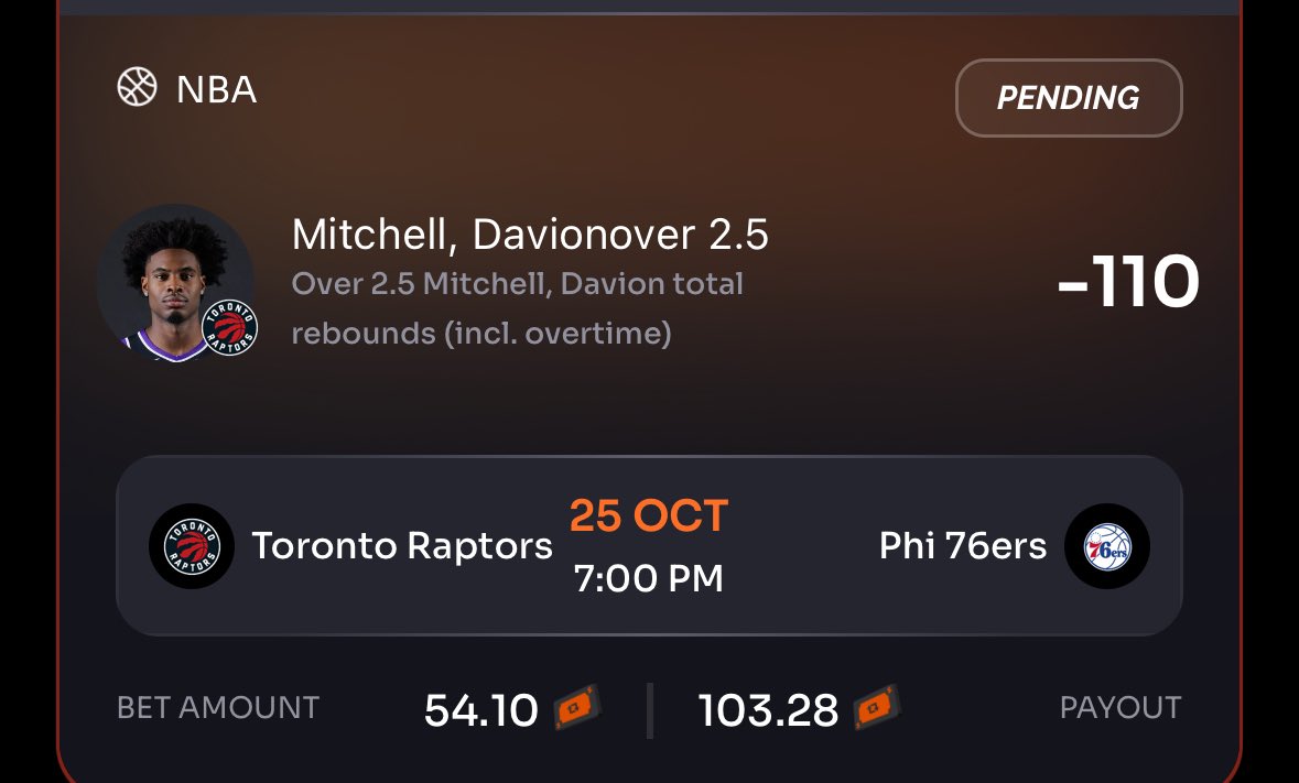 Fruit_Props's tweet photo. ARB ALERT 🚨

I wagered $100 combined on the over and under for Davion Mitchell’s rebounds

No matter which bet hits we get paid out at least $103.27

That’s a risk free profit of $3.27 🤑

I found this arbitrage bet with @prop_professor 

Use code FRUIT at checkout for 25% off https://t.co/G1RprVgLza
