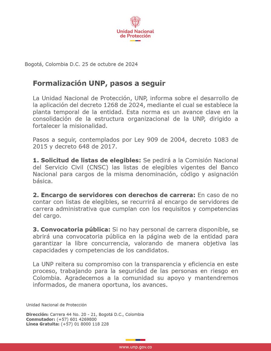 Unidad Nacional de Protección, UNP. tweet media