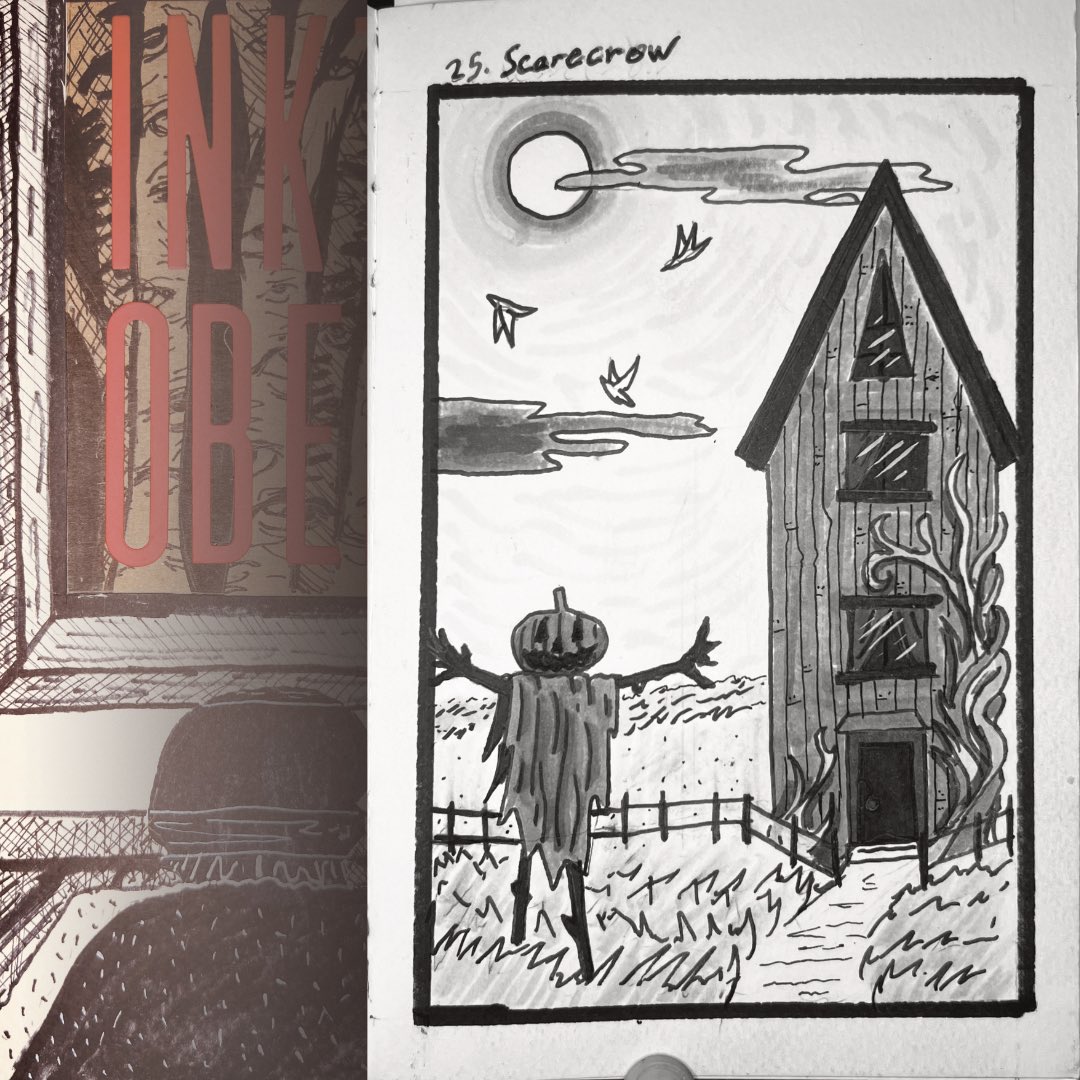 jefffenton303's tweet photo. Heres my drawing for day 25 of inktober. The prompt is scarecrow!
 #inktober2024 #inktober2024scarecrow #inktoberday25scarecrow #inktoberday25 #day25 #penandink #penandinkdrawing #scarecrow #olo #olomarkers #sharpie https://t.co/cvMS2aUi5s
