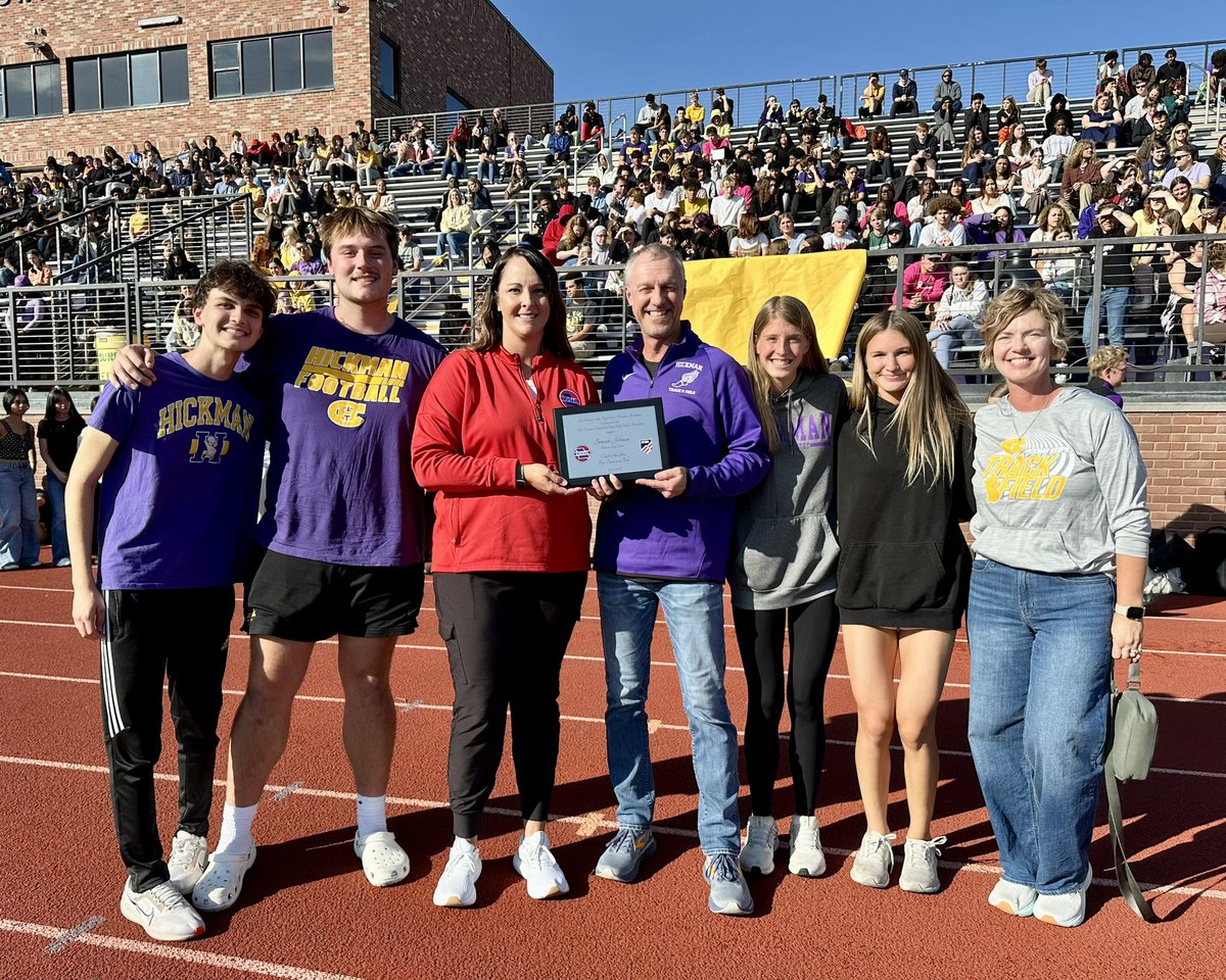Earlier today, MSHSAA presented the 2023-2024 Boys Track and Field Coach of the Year award to Head Coach Stewart Johnson of Hickman High School!