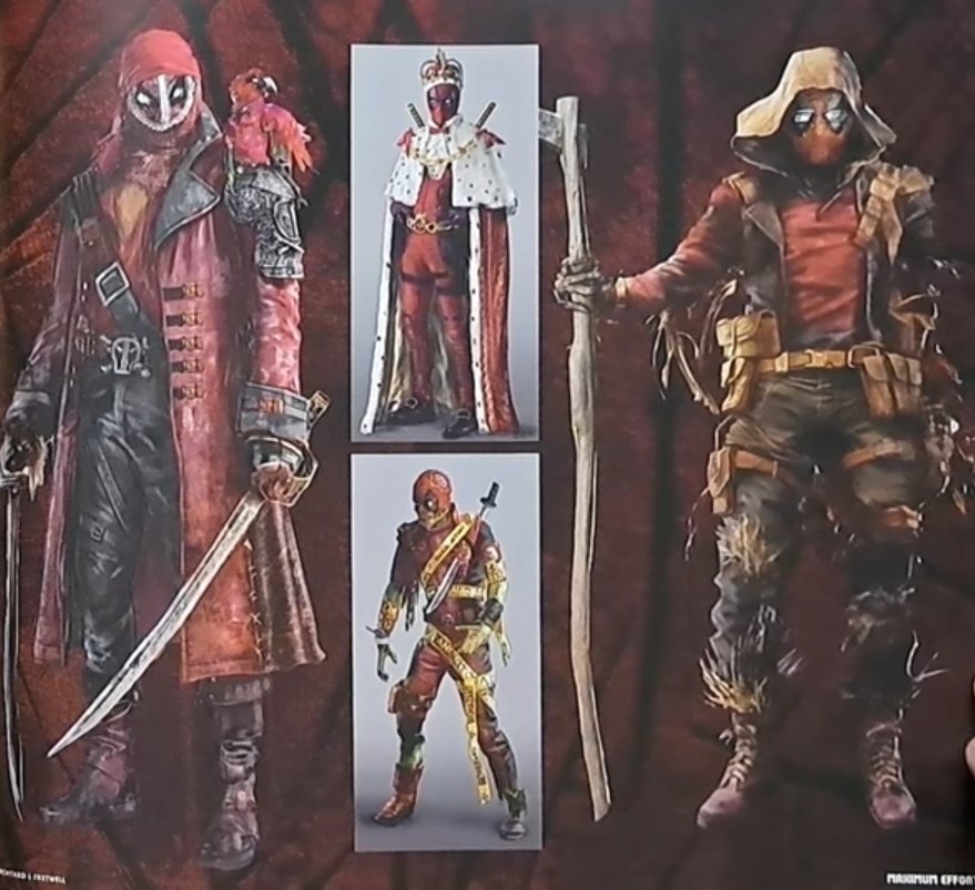 QuidVacuo's tweet photo. ¡Variantes descartadas de Deadpool en 'DEADPOOL AND WOLVERINE'!

Via @theartbookguy https://t.co/EBLZxuUxgV