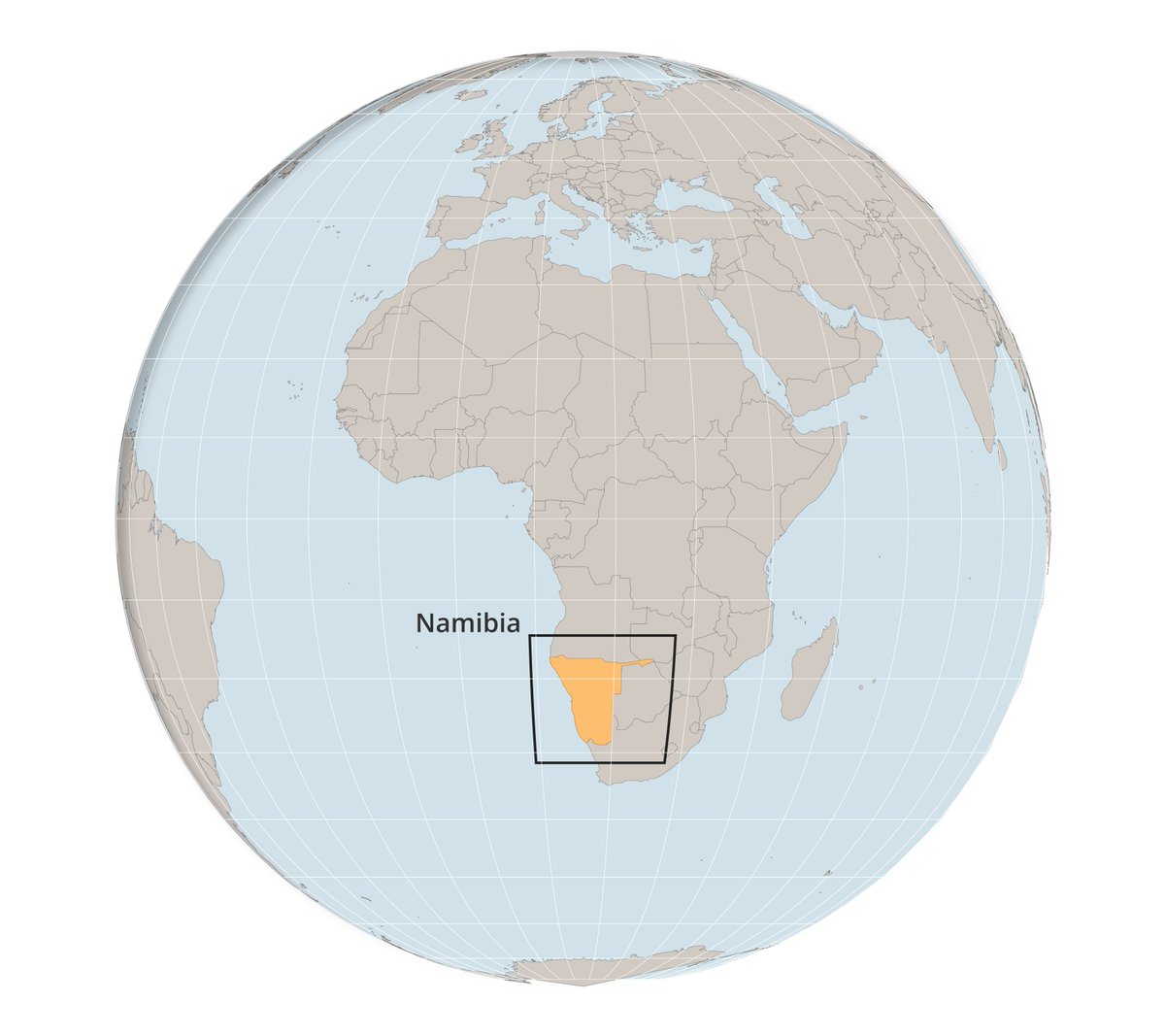 Globe locator map of Namibia via Map Academy <a href="/undertheraedar/">Alasdair Rae</a> Thanks Alasdair for the tutorial 
  #RLT #week4224 #weeklymapchallenge #unesemaineunecarte #lmv_weeklymap #QGIS