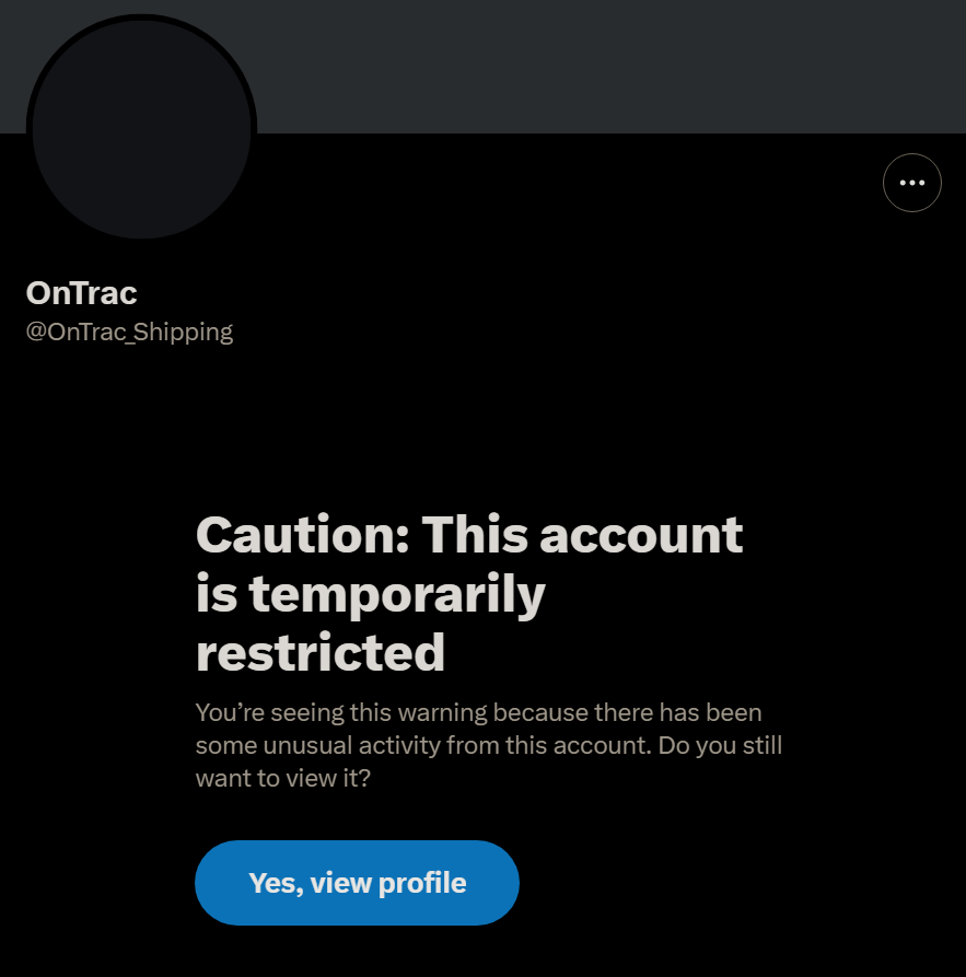 Coinc's tweet photo. @1on_trac @BestBuy @OnTrac_Shipping Also this is what I see when I go to @OnTrac_Shipping's profile. Is this one of your trusted partners @BestBuy? https://t.co/69rHsxlafT