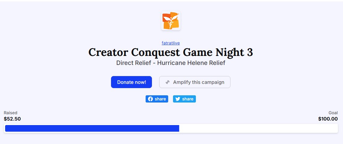 Creator Conquest (@creatorconquest) on Twitter photo Congrats to team Purple Pumpkins for winning Creator Conquest Game Night 3!
<a href="/fatratlive/">Jack FatRat</a> <a href="/serendippyplays/">serendipity || 🍉</a> <a href="/sncmedd/">you got sncmed</a> <a href="/CxsmicEntity/">CxsmicEntity</a>
And thanks to everyone who donated and helped us raise $50+ for Direct Relief! Congrats to team Purple Pumpkins for winning Creator Conquest Game Night 3!
<a href="/fatratlive/">Jack FatRat</a> <a href="/serendippyplays/">serendipity || 🍉</a> <a href="/sncmedd/">you got sncmed</a> <a href="/CxsmicEntity/">CxsmicEntity</a>
And thanks to everyone who donated and helped us raise $50+ for Direct Relief!