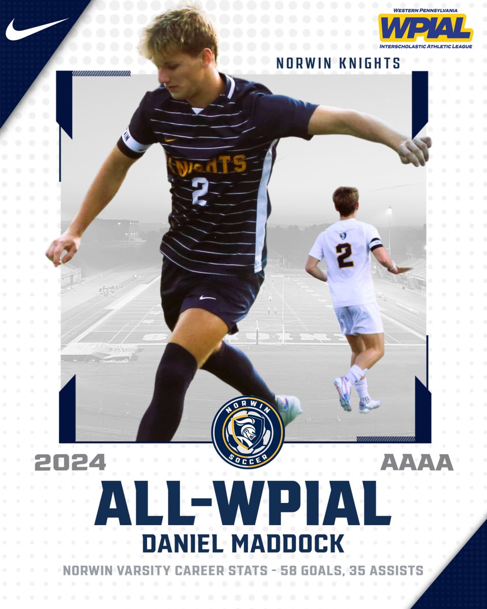 BoysNorwin's tweet photo. Congratulations to Daniel Maddock for being selected ALL WPIAL!!
@pghsoccernow 
@TribLiveHSSN 
@PGVarsityXtra 
@wpial7 
@Big56Conference 
@WPSCA_ https://t.co/YqnjcXDUsr