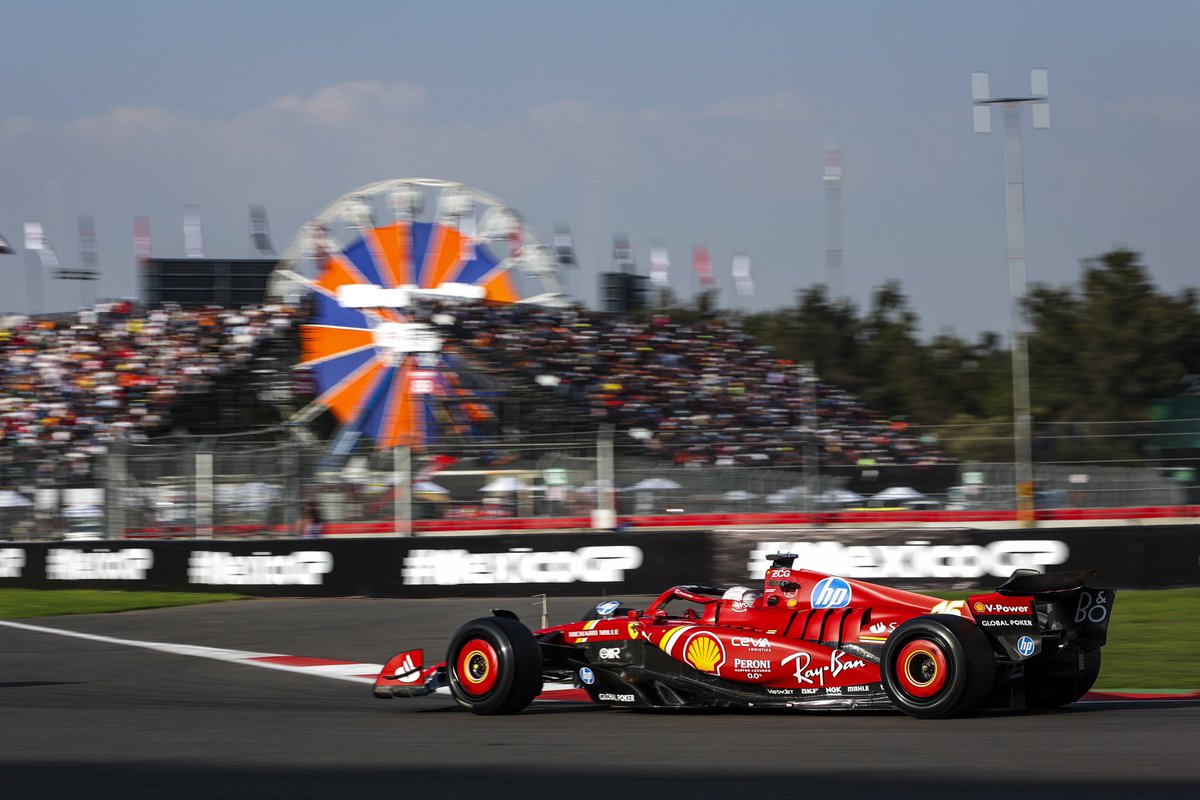 ScuderiaFerrari's tweet photo. 10 minutes remain in FP2 and we’ve racked up 50 laps between our boys 💪 

@Carlossainz55 - P1
@Charles_Leclerc - P4

#MexicoGP #F1 https://t.co/u41a7GCkxP