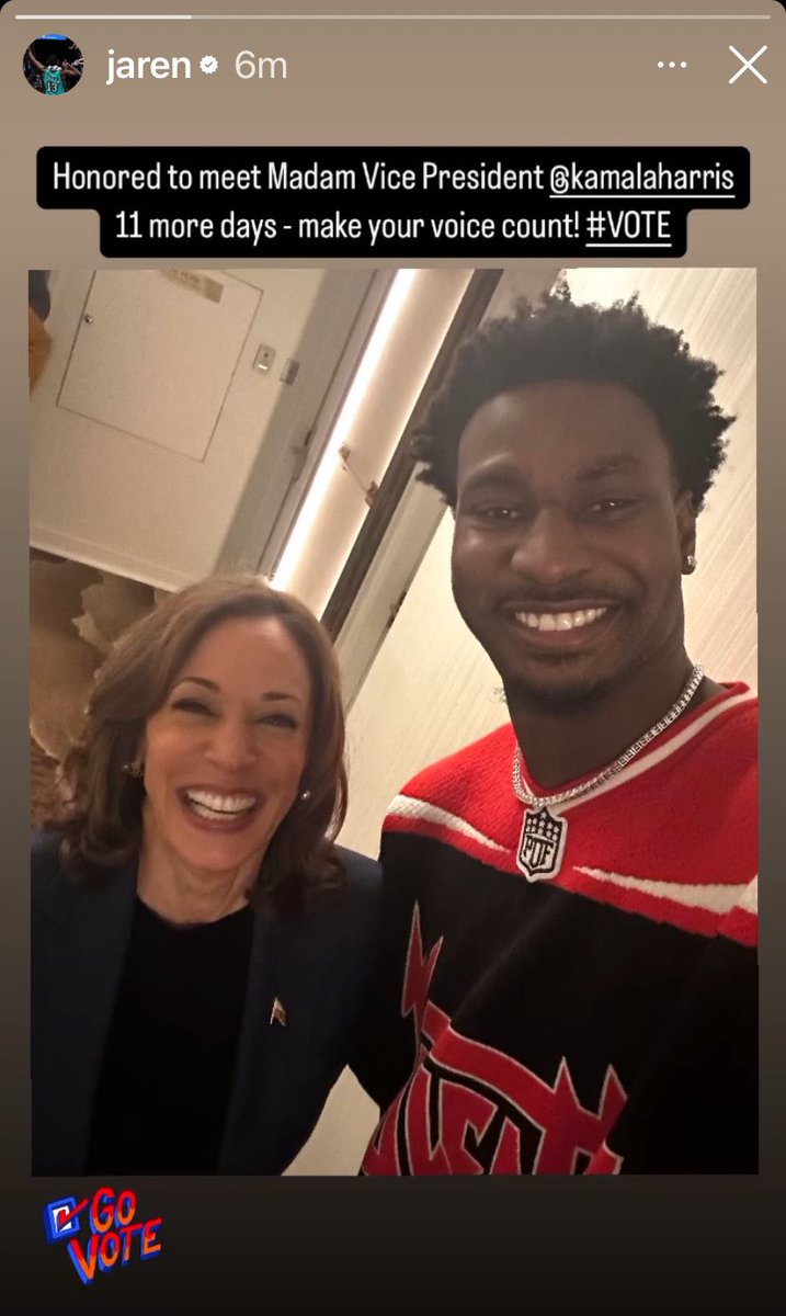 Jaren Jackson Jr on his latest IG story!〽️

Met Kamala Harris!