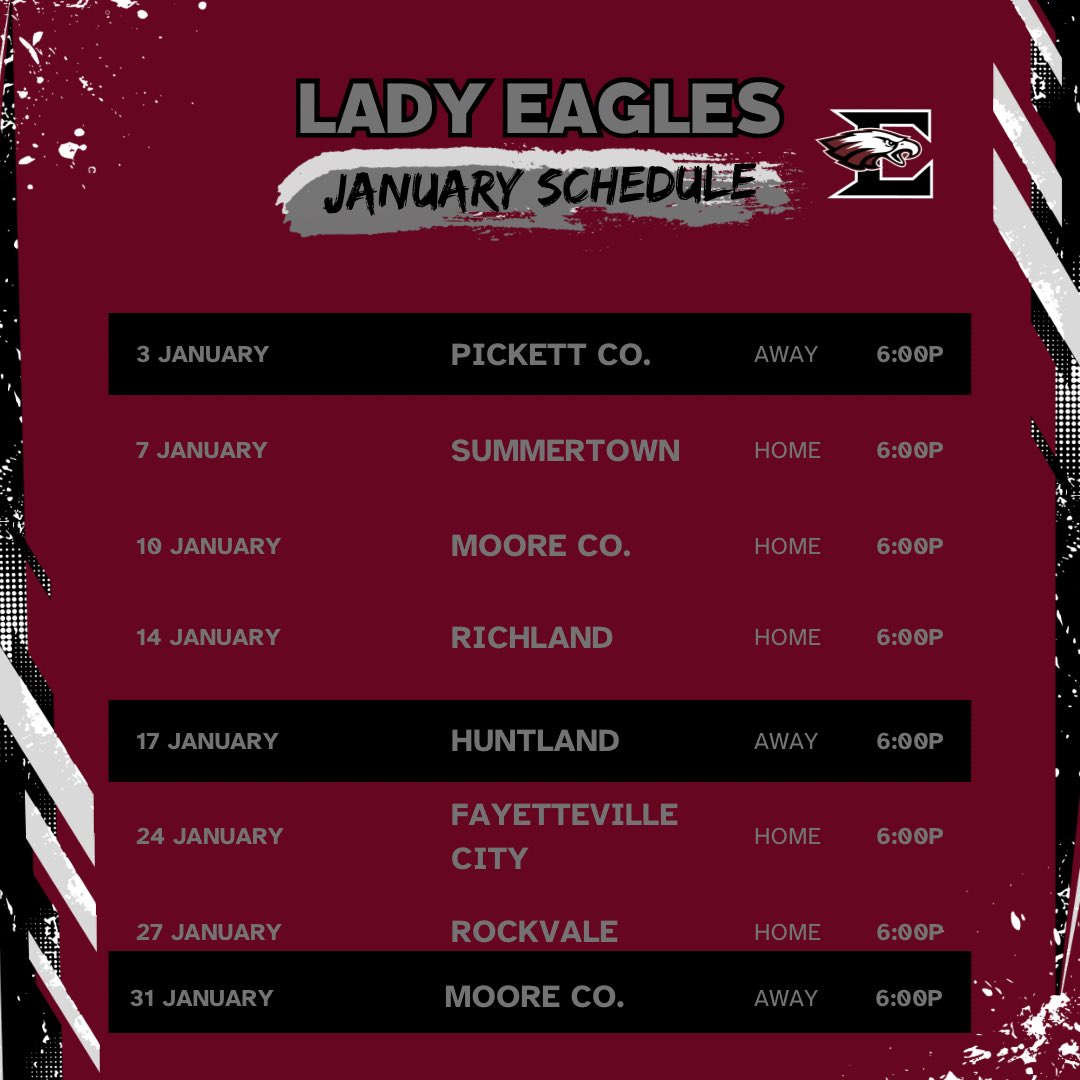 EAGLadyBBall's tweet photo. Schedule is out! Mark your calendar to cheer on the Lady Eagles! https://t.co/w22ni5Gu5J