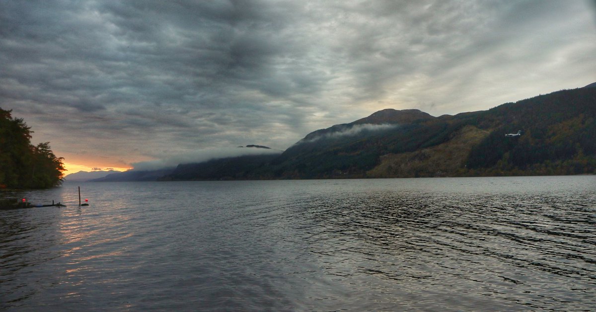 Watched what I think was a C130 Hercules (centre right) run low the length of Loch Ness this evening, into a glorious sunset. #lochness #C130 #Hercules