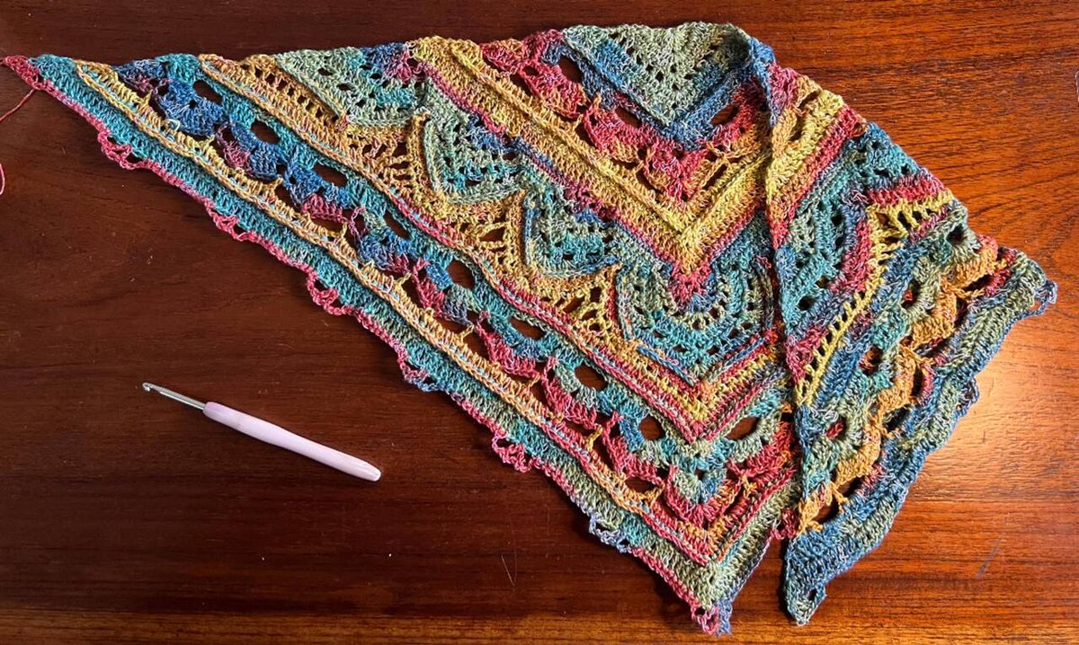 bushbark's tweet photo. This is such a rewarding project. Loving the pattern and this incredible rainbow coloured yarn #crochet #ceylonteashawl @hobbi #twistedlove  #onmyhook #craft https://t.co/J8jGpDVupY https://t.co/53AlbIvxaW
