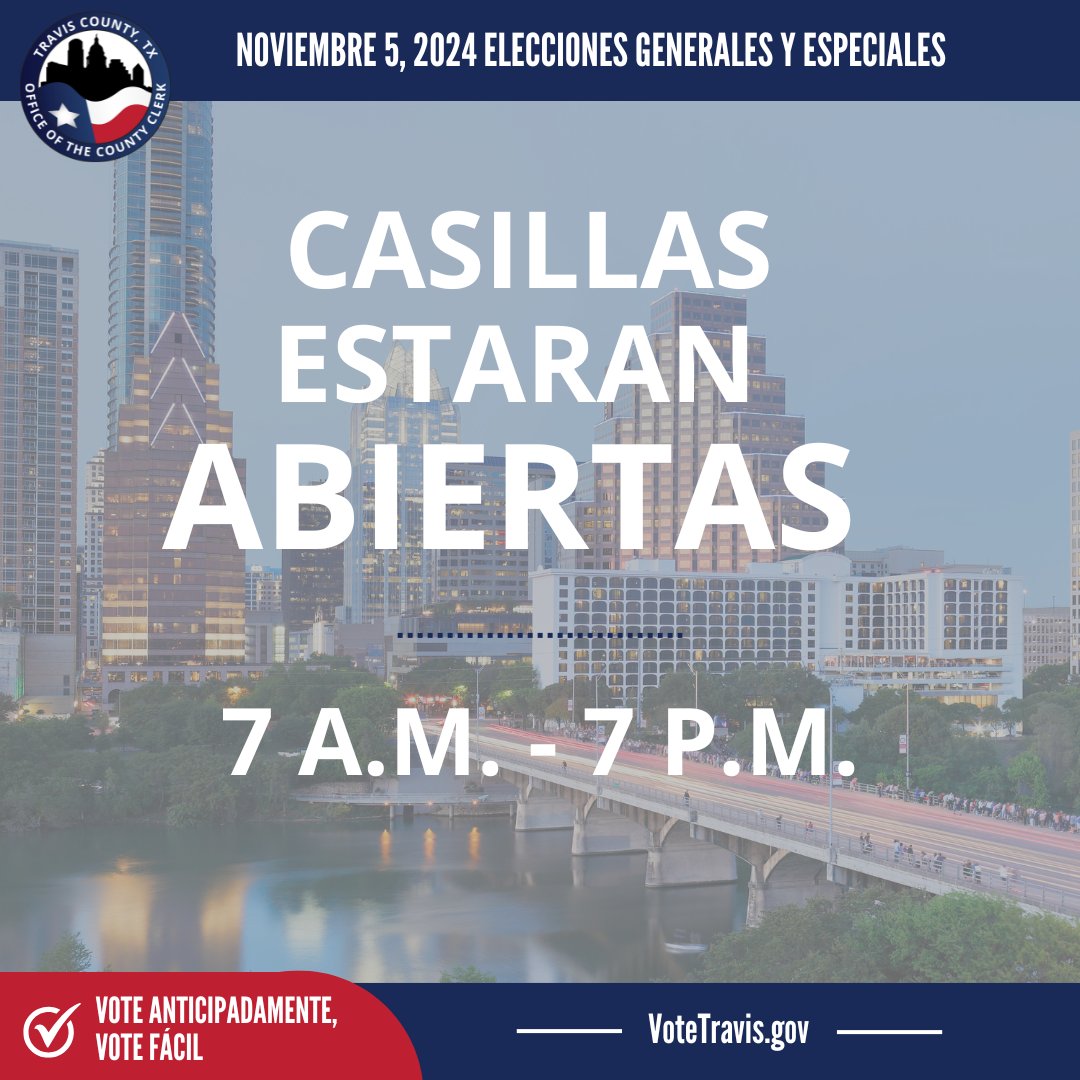 TravisCoClerk's tweet photo. We have 42 early voting locations open until 7 p.m. today!
Head over to https://t.co/Vy2ZsCJDkR for more information and vote early, vote easy!
#VoteEarly #VoteEasy #Election #Election2024 #VoteReady #Vote #TravisCounty https://t.co/oSwFmD3iHP