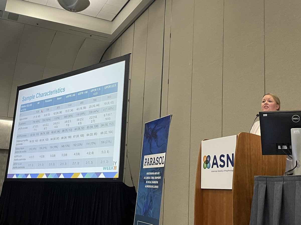 Abigail Smith (PARASOL biostats lead) presenting methods - PARASOL analyzed largest ever collective cohort of FSGS longitudinal data #KidneyWk