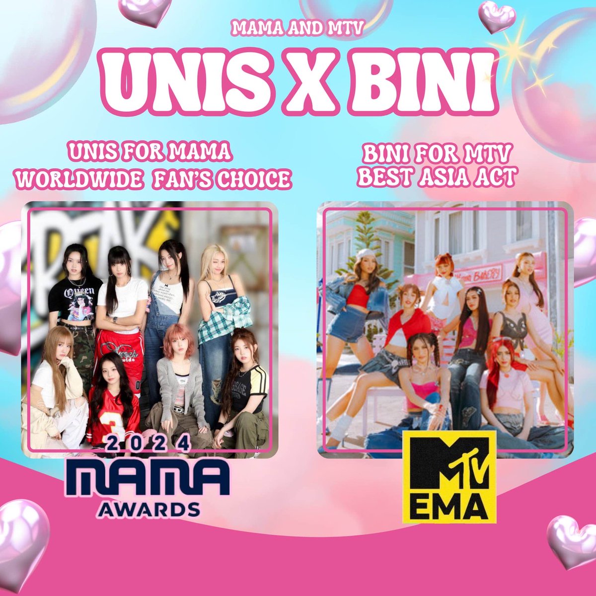 unisvotingcrew's tweet photo. While we are on break from MAMA, please don't forget to vote for the Nation's Girl Group Bini as MTV EMA Best Asia Act on https://t.co/rrRtm85cV2

Drop your proofs below 👇 you may choose to place a watermark too. https://t.co/4jPddPypRZ
