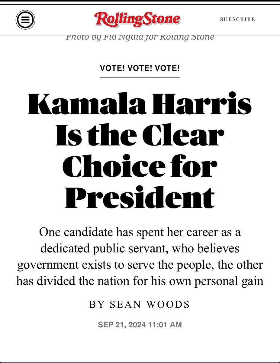 🔥<a href="/RollingStone/">Rolling Stone</a> endorses Harris! 

This is how we do it!