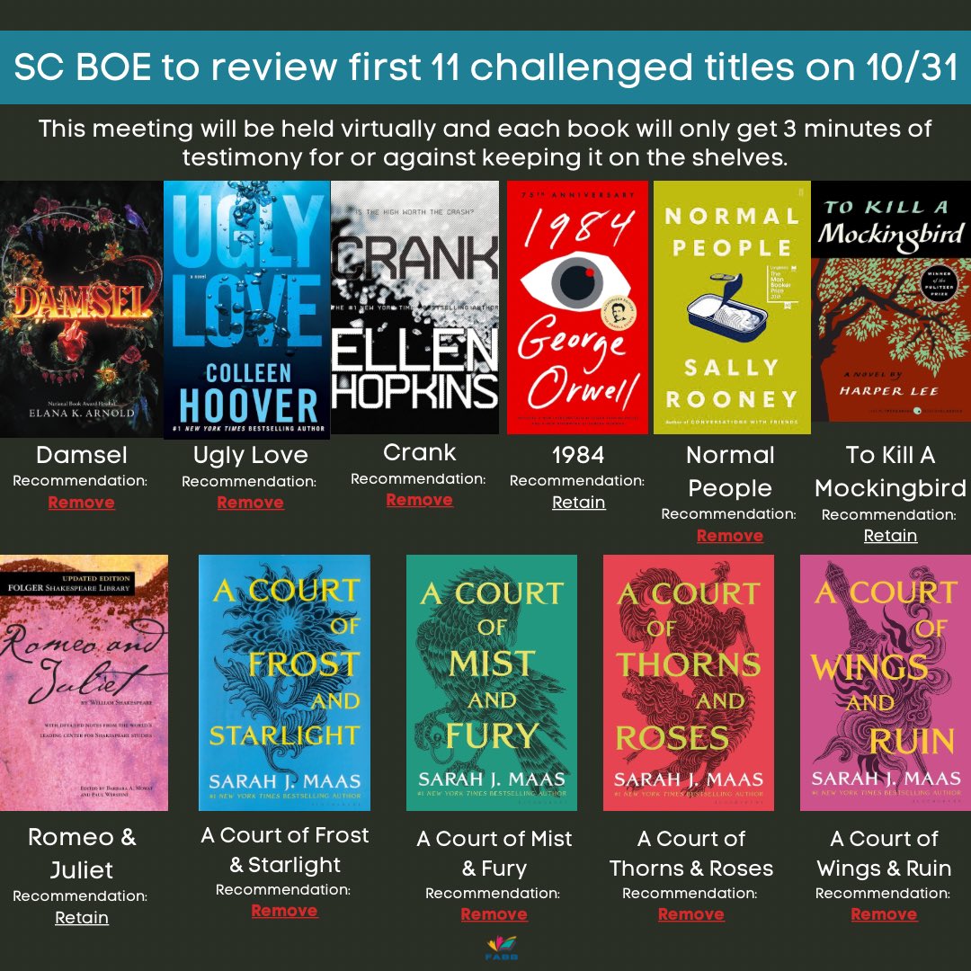 The state board will review the first 11 challenged titles on 10/31 in a virtual meeting. As a reminder: what the state board decides impacts every public school district in the state. We are working diligently to organize/strategize. Please help us inform more folks!