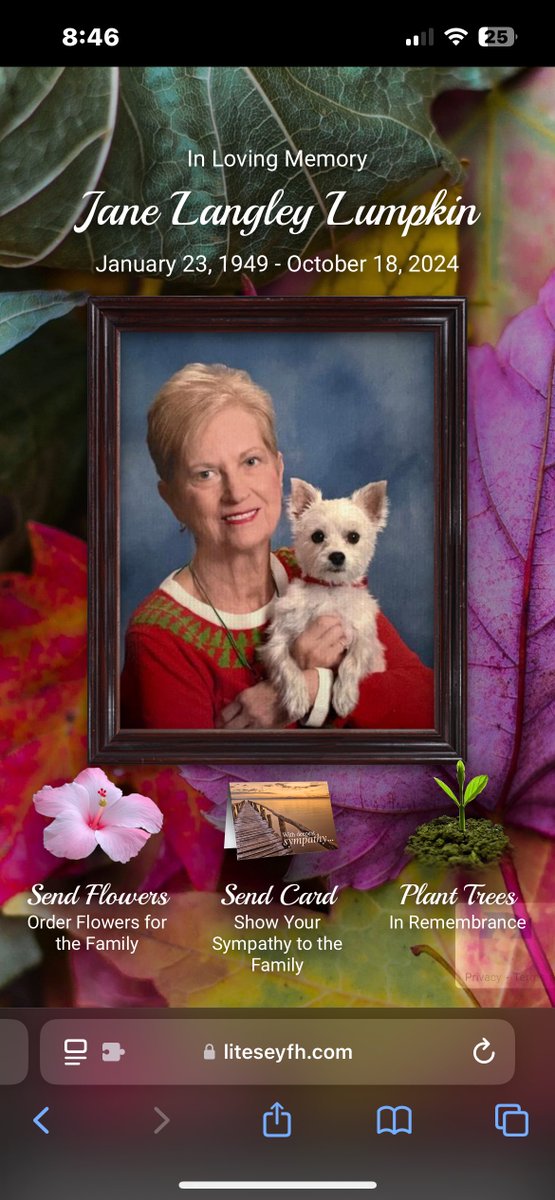 In Loving Memory of Jane Lumpkin

Jane Lumpkin, a beloved wife, mother, grandmother, sister, and friend, passed away peacefully at her home on October 18, 2024, at the age of 75. Born on January 23, 1949, to Dot and Tifton Langley, Jane's life was one filled with love, laughter,