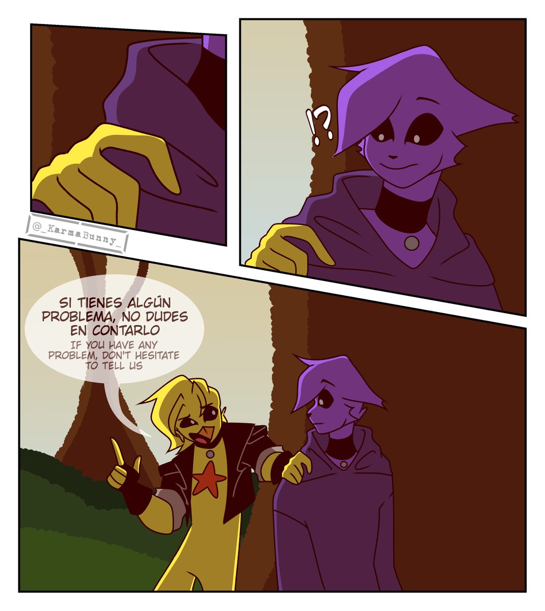 _KarmaBunny_'s tweet image. (6/6) Con estas ultimas páginas, queda concluido este comic, POR FINNNNN

ahora a sobre explotarme haciendo más cómics x&apos;D

#SmilingCrittersAU #SmilingCritters #catnap #kickinchicken