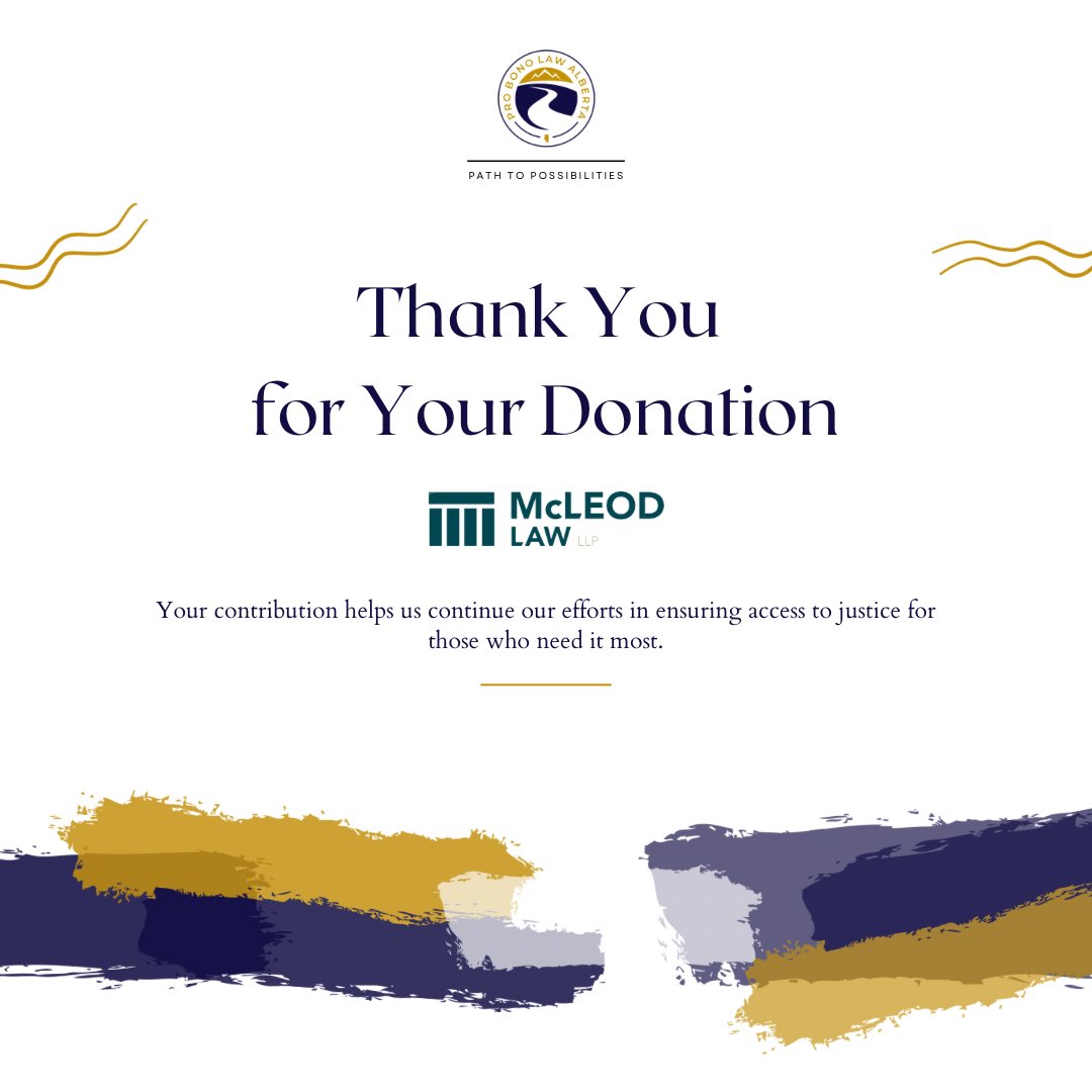 Pro Bono Law Alberta (@probonolawab) on Twitter photo PBLA extends a sincere thank you to Mcleod Law LLP (<a href="/McLeodLawLLP/">McLeod Law LLP</a>) for their generous donation to support our pro bono legal work. Your contribution strengthens our mission of providing legal support to underserved Albertans, helping ensure that everyone has access to the legal PBLA extends a sincere thank you to Mcleod Law LLP (<a href="/McLeodLawLLP/">McLeod Law LLP</a>) for their generous donation to support our pro bono legal work. Your contribution strengthens our mission of providing legal support to underserved Albertans, helping ensure that everyone has access to the legal