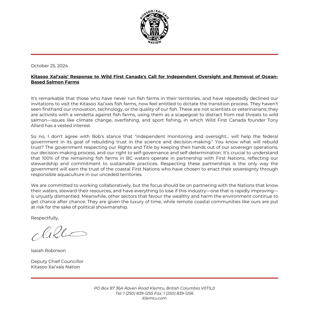 Activists with no firsthand experience in our fish farms shouldn’t dictate our future. Read Isaiah Robinson's response to Wild First Canada's misguided push for independent oversight and removal of salmon farms. <a href="/wildfirstcanada/">Wild First</a> <a href="/1Bob_Chamberlin/">Bob Chamberlin</a> <a href="/JustinTrudeau/">Justin Trudeau</a> #cdnpoli #bcpoli