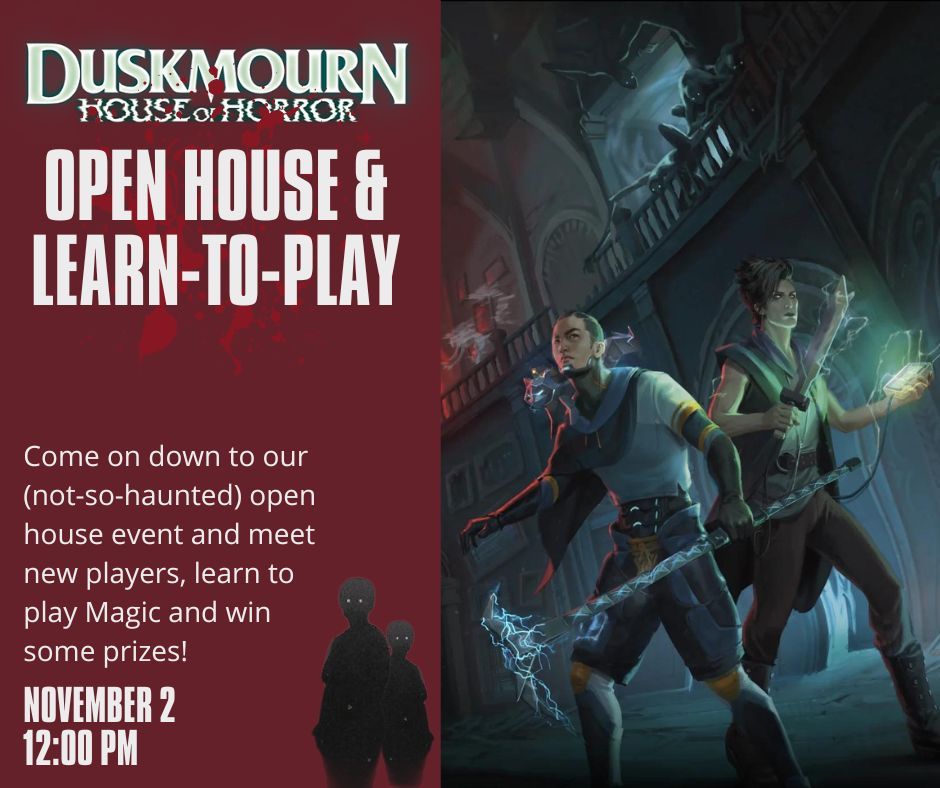 PlentyofGames21's tweet image. Ready to play Magic: the Gathering? 👀 Join us for a frightfully fun Open House and Learn-to-Play event next Saturday, November 2nd!

#magicthegathering #mtgopenhouse #learntoplay