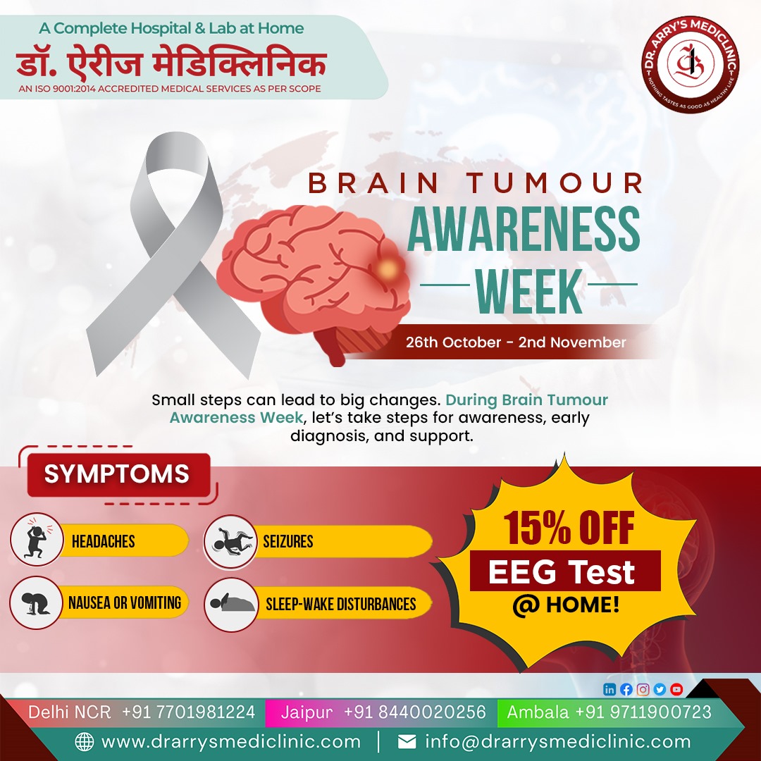 dr_arrys's tweet photo. 🧠 Brain Tumour Awareness Week 

DR. ARRY'S MEDICLINIC 
(A Complete Hospital &amp; Lab at Home)

#BrainTumourAwarenessWeek #DrArrysMediclinic #BrainTumour #EEGTestAtHome #EarlyDetection #DoctorAtHome #LabAtHome #HealthMatters #SupportAndAwareness  #AwarenessWeek #BrainTumourSigns https://t.co/StFpiQ2OP5