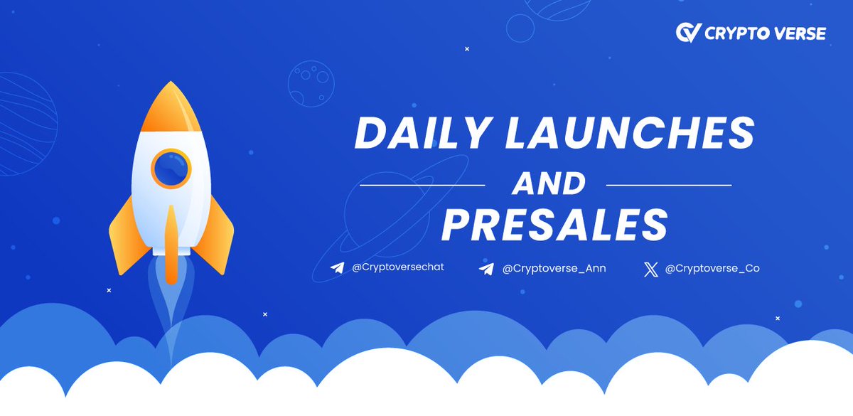 <a href="/CryptoVerse_Co/">Crypto Verse</a> Presents Daily Launches and Sales

🔽 List of Projects having their sales today

🔷 @melmogecko
🔷 <a href="/babydolanduck/">Baby Dolan Duck</a>
🔷 <a href="/CatBillionaire_/">CatBillionaire</a>
🔷 <a href="/SpaceNeiroBSC/">SpaceNeiro</a>
🔷 @nynycoins
🔷 <a href="/CoinGaules70265/">🐓🇨🇵Gaulês Coin</a>
🔷 <a href="/NeiroDogeBNB/">Neiro Doge</a>
🔷 @brok_token

🔥 Join our telegram -