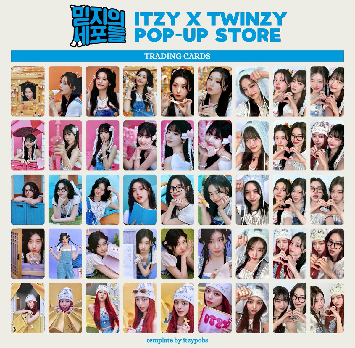 💗 ITZY x TWINZY POP-UP STORE trading cards templates ∟ download