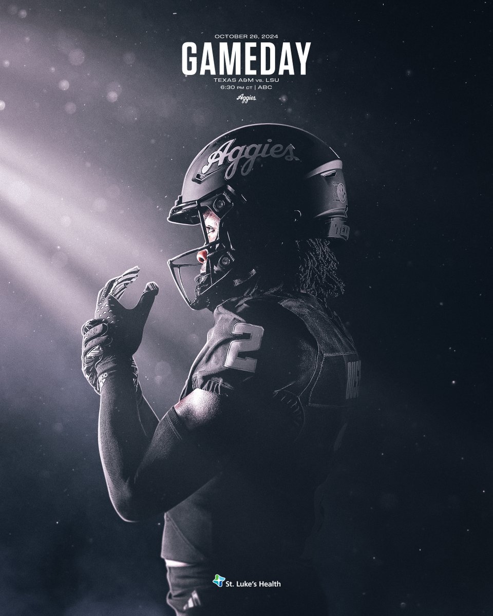 AggieFootball's tweet photo. Back under the lights tonight. 

Kyle Field.
6:30PM.
ABC.

#GigEm | #BTHOlsu | @StLukesHealthTX https://t.co/tTkWKQ1M0w