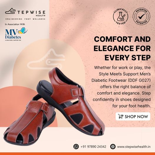 Whether for work or play, the Style Meets Support Men’s Diabetic Footwear (DDF G027) offers the right balance of comfort and elegance. Step confidently in shoes designed for your foot health.
#MensFootwear #StepwiseHealth
Shop Now: stepwisehealth.in/.../designer-d…