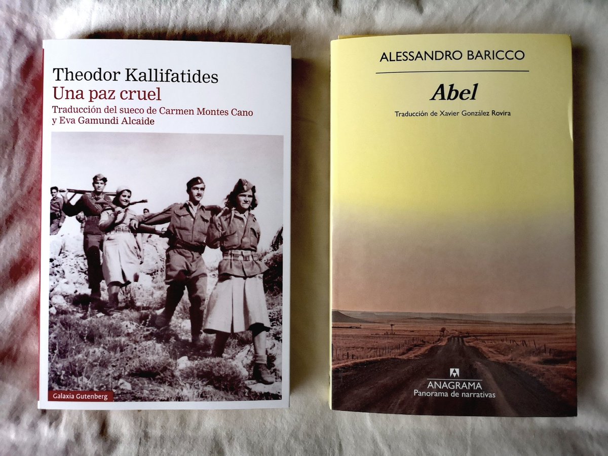 ipurdiroz's tweet photo. Leo el nuevo libro de Alessandro Baricco, un western al que acompaño con la lectura del último de Kallifatides dedicado a la guerra civil en su Grecia natal en el imaginario de un pequeño pueblo reconstruido sobre los recuerdos de su niñez @AnagramaEditor @G_Gutenberg Maravillas https://t.co/8c2245QTRQ