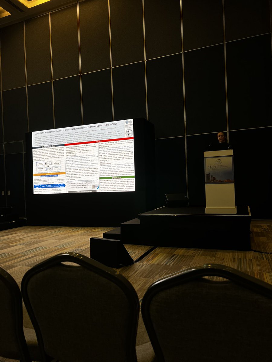 UTHealthStroke's tweet photo. Doctoral candidate Alexandra Krauss presenting on workforce dynamics in stroke care. #WSC2024 https://t.co/qlPgrDmqZF