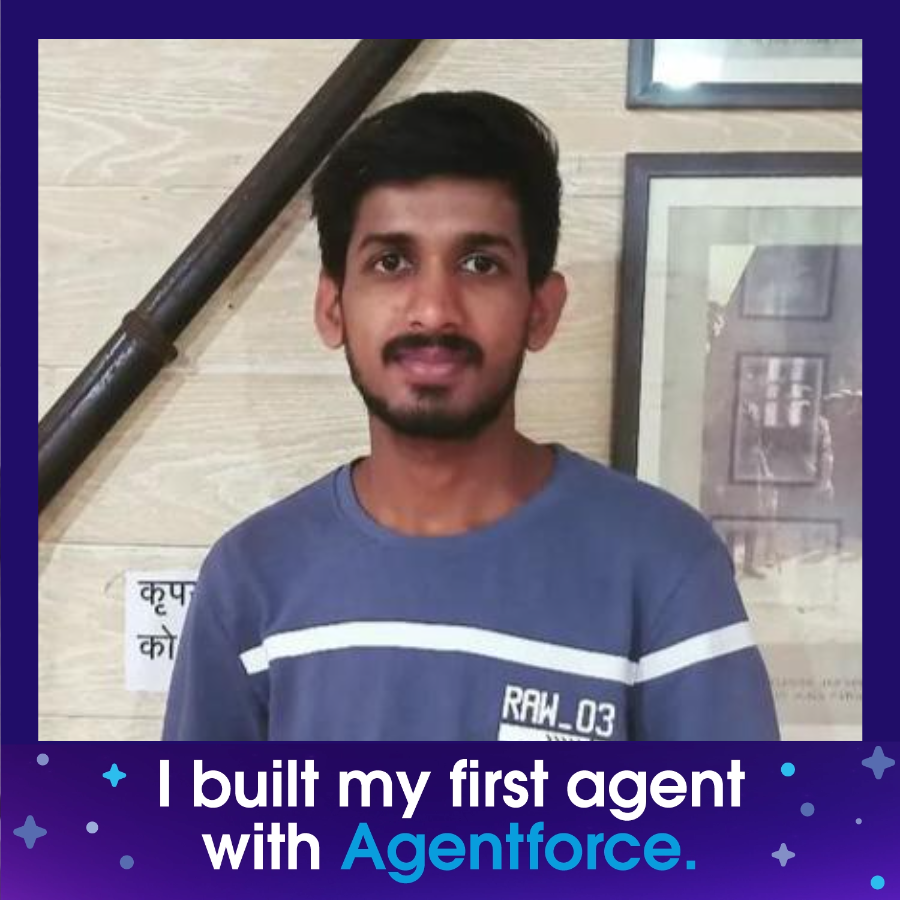 Lakhan Singh (@lakhanthakur02) on Twitter photo I built my first agent with Agentforce 🎉
Complete the
<a href="/salesforce/">Salesforce</a>
#BuiltWithAgentforce Quest to build yours today and celebrate your new skills with a custom photo. 🤖
Start learning: sforce.co/agentforcequest
#SFgiveaway I built my first agent with Agentforce 🎉
Complete the
<a href="/salesforce/">Salesforce</a>
#BuiltWithAgentforce Quest to build yours today and celebrate your new skills with a custom photo. 🤖
Start learning: sforce.co/agentforcequest
#SFgiveaway