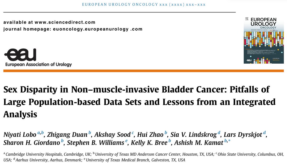 Ashish M. Kamat, MD, MBBS (@urodocash) on Twitter photo What is the impact of sex on outcomes in NMIBC? Check out our latest study in <a href="/EurUrolOncol/">European Urology Oncology</a> led by <a href="/niyatilobo/">Niyati Lobo</a> <a href="/MDAndersonNews/">MD Anderson Cancer Center</a> #OncSurgery
🧵/1
authors.elsevier.com/a/1j%7E6A9Cfv-…
@sood11 <a href="/SiaLindskrog/">Sia Viborg Lindskrog</a> <a href="/SWilliams_MD/">Stephen B. Williams, MD, MBA, MS, FACHE</a> <a href="/LDyrskjot/">Lars Dyrskjøt</a> <a href="/KKBree/">Kelly Bree</a> #SIU2024 #SIU2024NewDelhi <a href="/WorldBladderCan/">World Bladder Cancer Patient Coalition</a> What is the impact of sex on outcomes in NMIBC? Check out our latest study in <a href="/EurUrolOncol/">European Urology Oncology</a> led by <a href="/niyatilobo/">Niyati Lobo</a> <a href="/MDAndersonNews/">MD Anderson Cancer Center</a> #OncSurgery
🧵/1
authors.elsevier.com/a/1j%7E6A9Cfv-…
@sood11 <a href="/SiaLindskrog/">Sia Viborg Lindskrog</a> <a href="/SWilliams_MD/">Stephen B. Williams, MD, MBA, MS, FACHE</a> <a href="/LDyrskjot/">Lars Dyrskjøt</a> <a href="/KKBree/">Kelly Bree</a> #SIU2024 #SIU2024NewDelhi <a href="/WorldBladderCan/">World Bladder Cancer Patient Coalition</a>