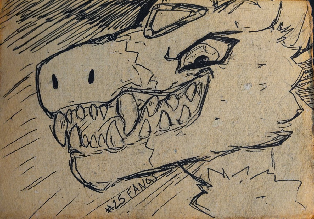 WhateverCryptid's tweet image. He don't bite! 
--- 
#inktober2024 #drawtober2024 #fangs #digimon #dorumon 
---