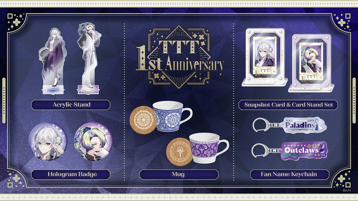 NIJISANJI_World's tweet photo. 【✨TTT 1st Anniversary announcement💐】

Congratulations on one year, TTT🎉

New merch to celebrate TTT's 1st anniversary will soon be available on the #NIJISANJI_EN Official Store🛒

🔻Press release
https://t.co/H2zFAf0LlD

⏰Sales start
Oct 27 (Sun), 19:00 PDT https://t.co/KpZ7WFP3eD