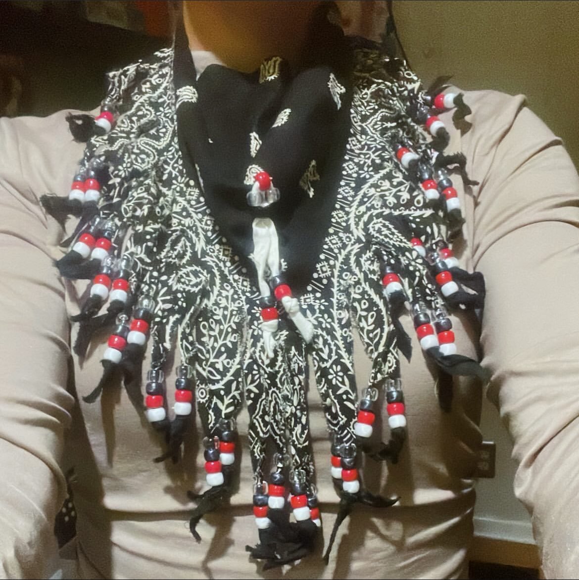 Hand harvested South Dakota sage, a handmade wool blanket, a bandana blessed and embellished with beads… these gifts from Elders are priceless. Grateful for the privilege of another great pow wow weekend with my new and old friends and family 🙏🏻🤠🪶