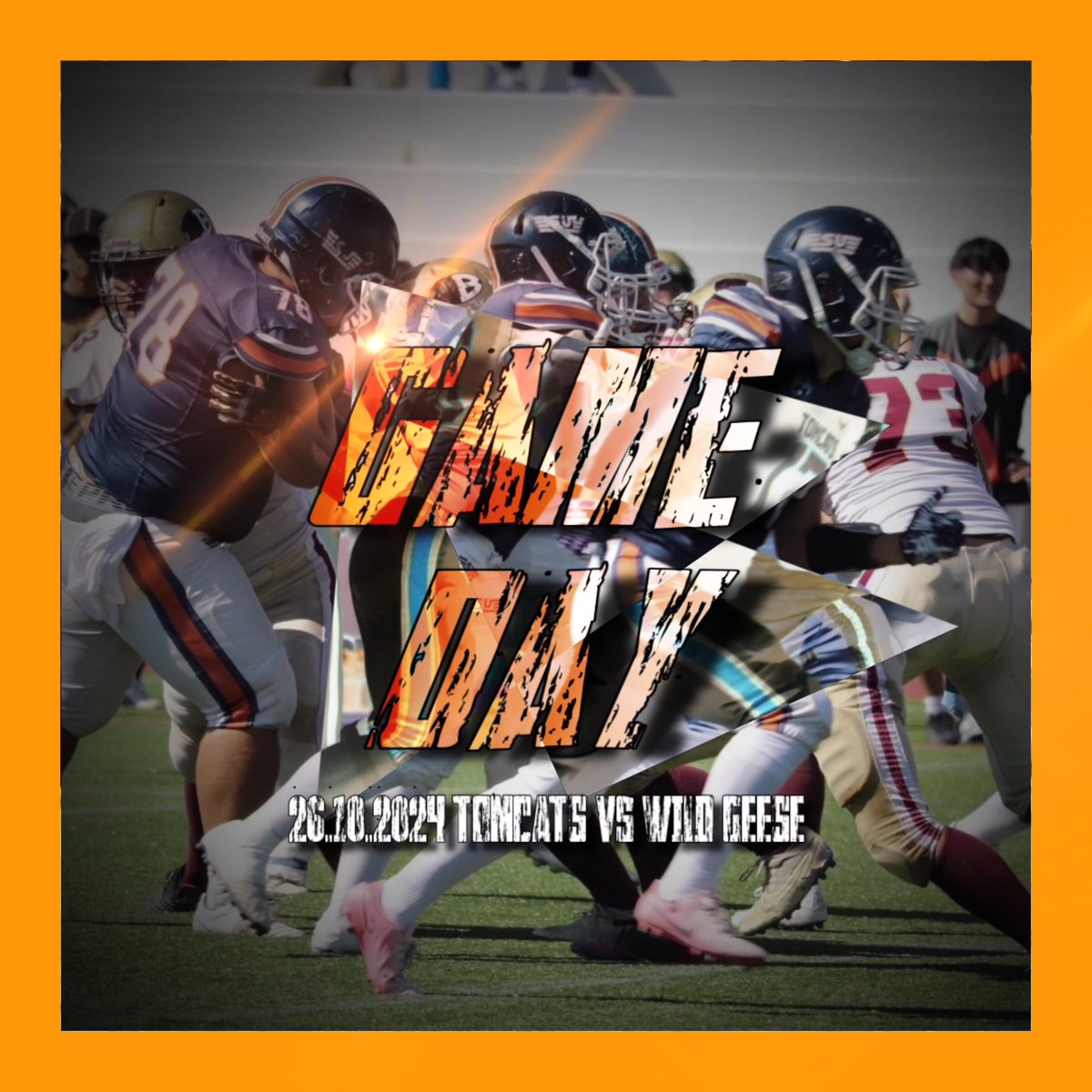 TOMCATS___'s tweet photo. ･
⚡️GAME DAY⚡️

本日九州工業大学戦です！！
応援よろしくお願いします🔥

🆚WILD GEESE（九州工業大学）
🗓10月26日（土） 14:00 kick off
📍久留米陸上競技場 ☆本日入場無料

 #佐賀大学  #佐大  #アメリカンフットボール  #TOMCATS https://t.co/15dlbdD2BN