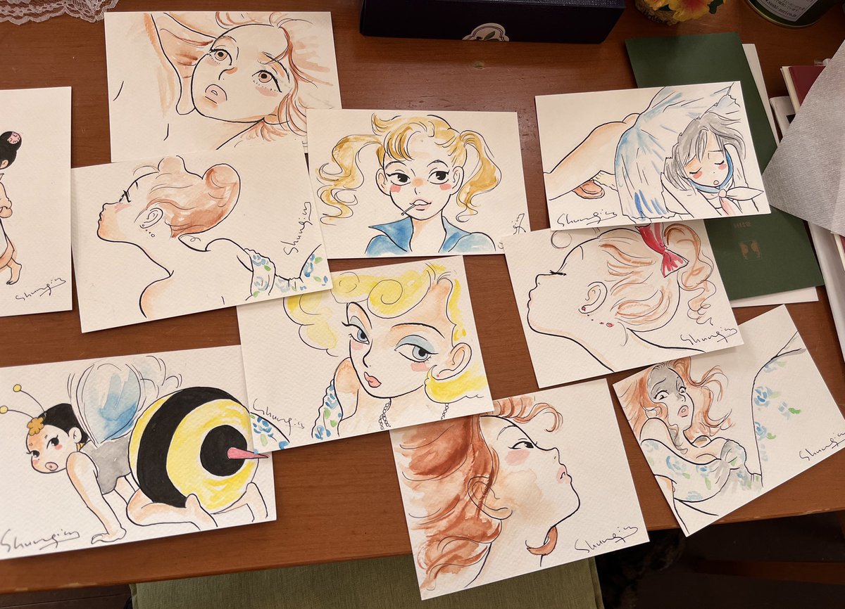 #私たちの新札展
#ギャラリー白線

ちょっと行き違いがあり、まだまだ絵はあるみたい。追加も送ったので祭りになってるかもしれません。
今日16時から少しと明日クロージング頃、ギャラリー行きます。
皆様のお越しをお待ちしてます! 
