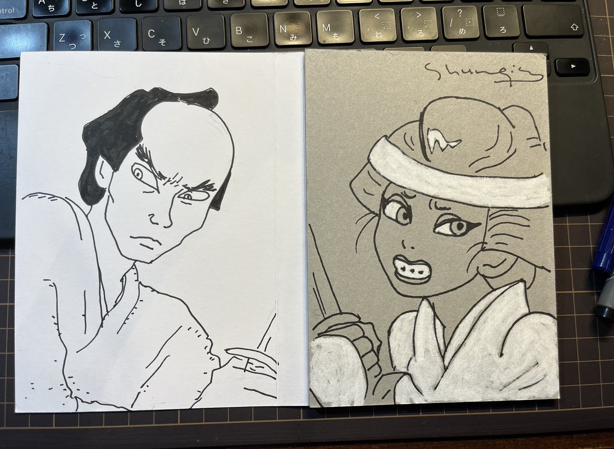 #私たちの新札展
#ギャラリー白線

ちょっと行き違いがあり、まだまだ絵はあるみたい。追加も送ったので祭りになってるかもしれません。
今日16時から少しと明日クロージング頃、ギャラリー行きます。
皆様のお越しをお待ちしてます! 